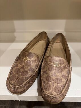 Coach Tan Signature Monogram Loafers